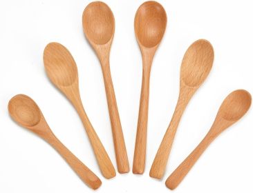 6 Piece Small Wooden Spoons Set - Premium Beech Wood Spoons in 3 Sizes (4.9", 5.9", 7.1") for Honey, Tea, Coffee