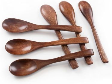 Wooden Spoons for Eating, 6PCS Small Wooden Soup Spoons for Honey Coffee Stirring Tea Jam Bath Salts, 6 Inches