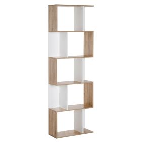 5-Tier Geometric Bookcase Display Shelf Storage Shelf Modern Room Divider Living Room Home Office Furniture, White