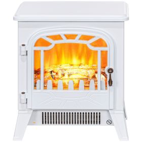 Freestanding Electric Fireplace Stove Heater with Overheat Protection and Realistic Flame Effect, 750W/1500W, White